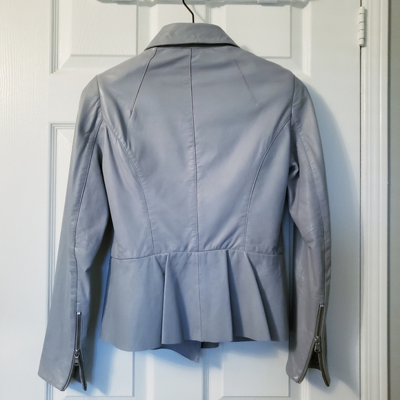 Danier Leather Peplum Jacket Pale Blue - Picture 2 of 3